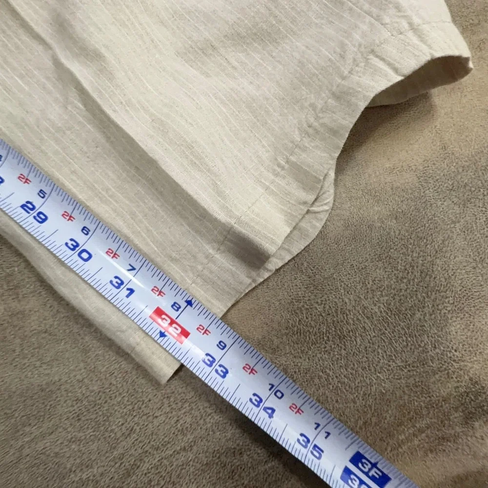 Hugo Boss Jacksons Pants Mens 38x34 Beige 100% Linen Straight Leg Trousers